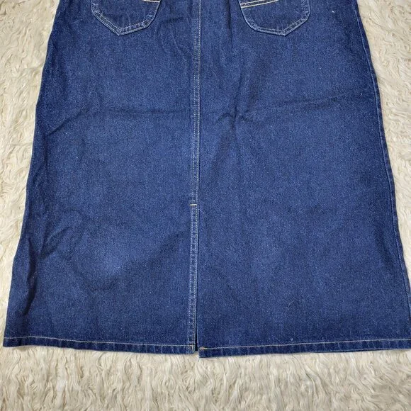 Vintage LL Bean Dark Wash Denim Jean Skirt Made in Maine - USA / Size 16 - Picture 15 of 16